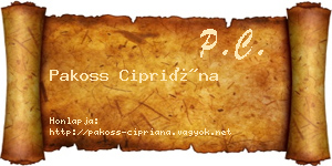 Pakoss Cipriána névjegykártya